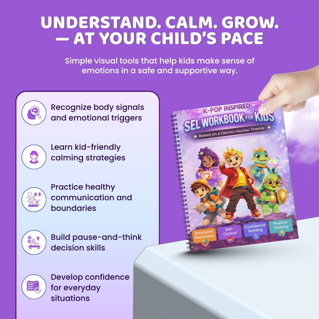 K-Pop Inspired SEL Workbook for Kids (Printable PDF) | Therapy Activities for Emotional Regulation, Self-Esteem, Self-Acceptance, Confidence & Big Feelings