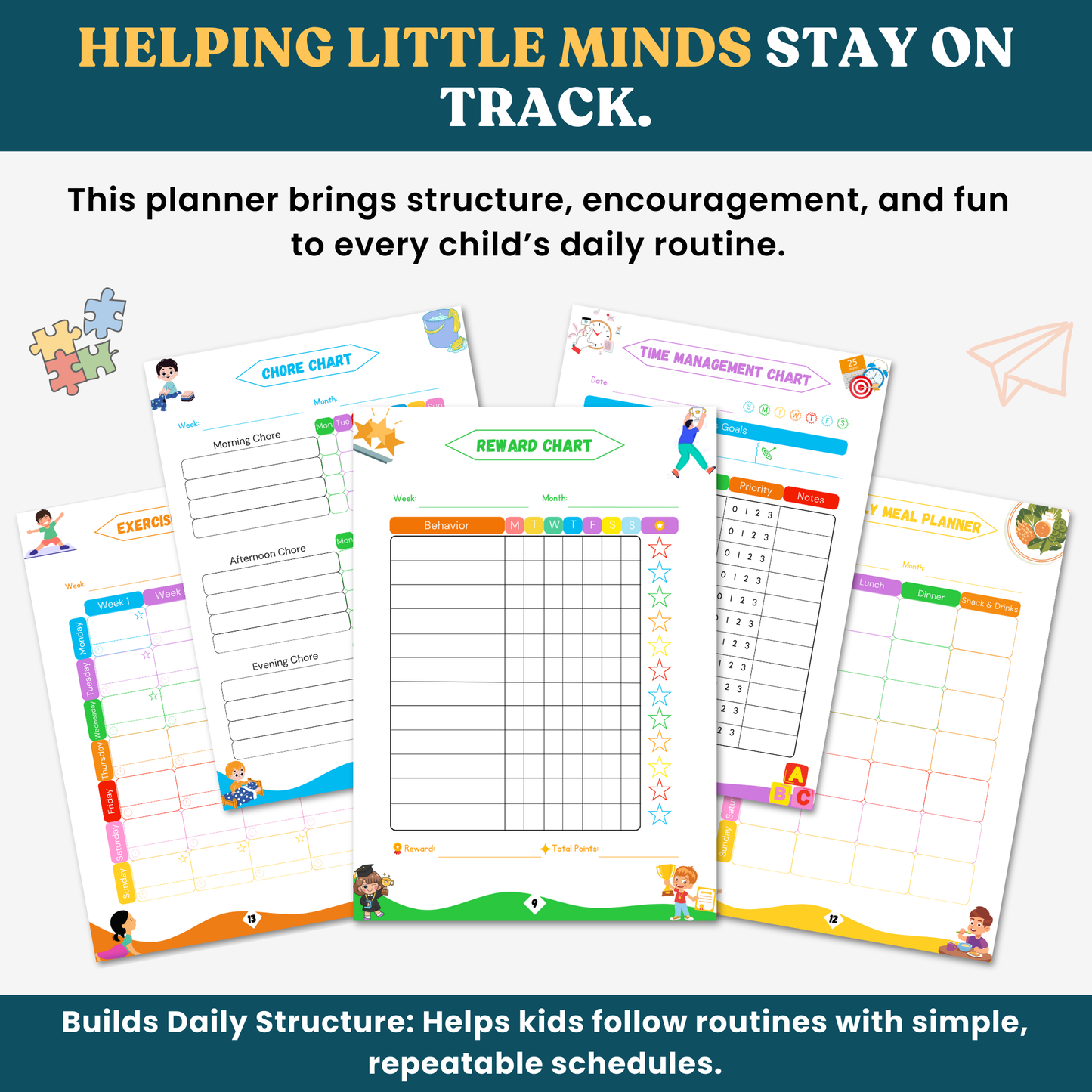 Kids ADHD Planner | Kids Emotion Trackers | kids Daily & Weekly Planners | Communication Logs | Mindfulness & Coping Tools