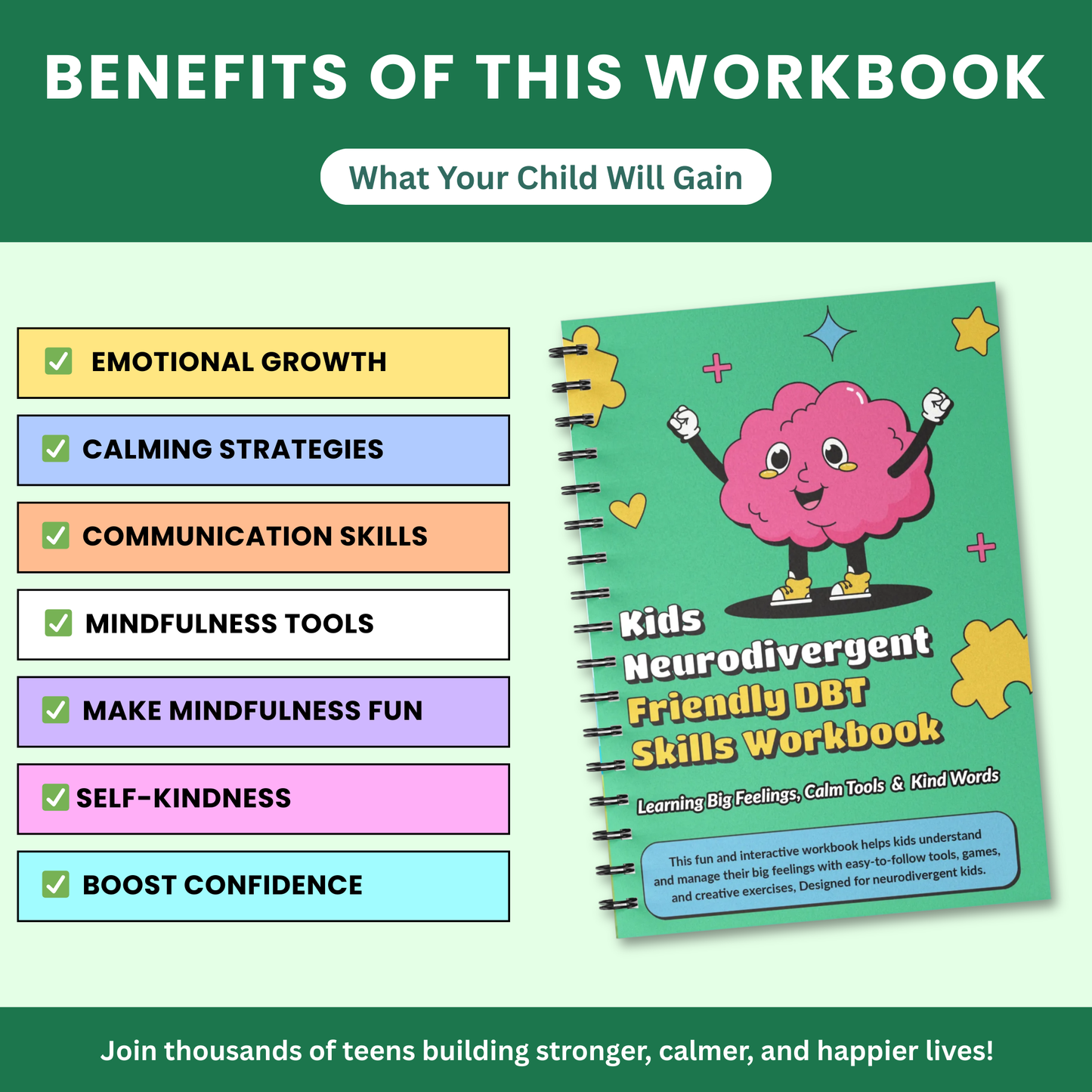 Kids Neurodivergent-Friendly DBT Skills Workbook : š§ A Calm, Colorful, Confidence-Building Guide for Big Feelings & Brighter Mind
