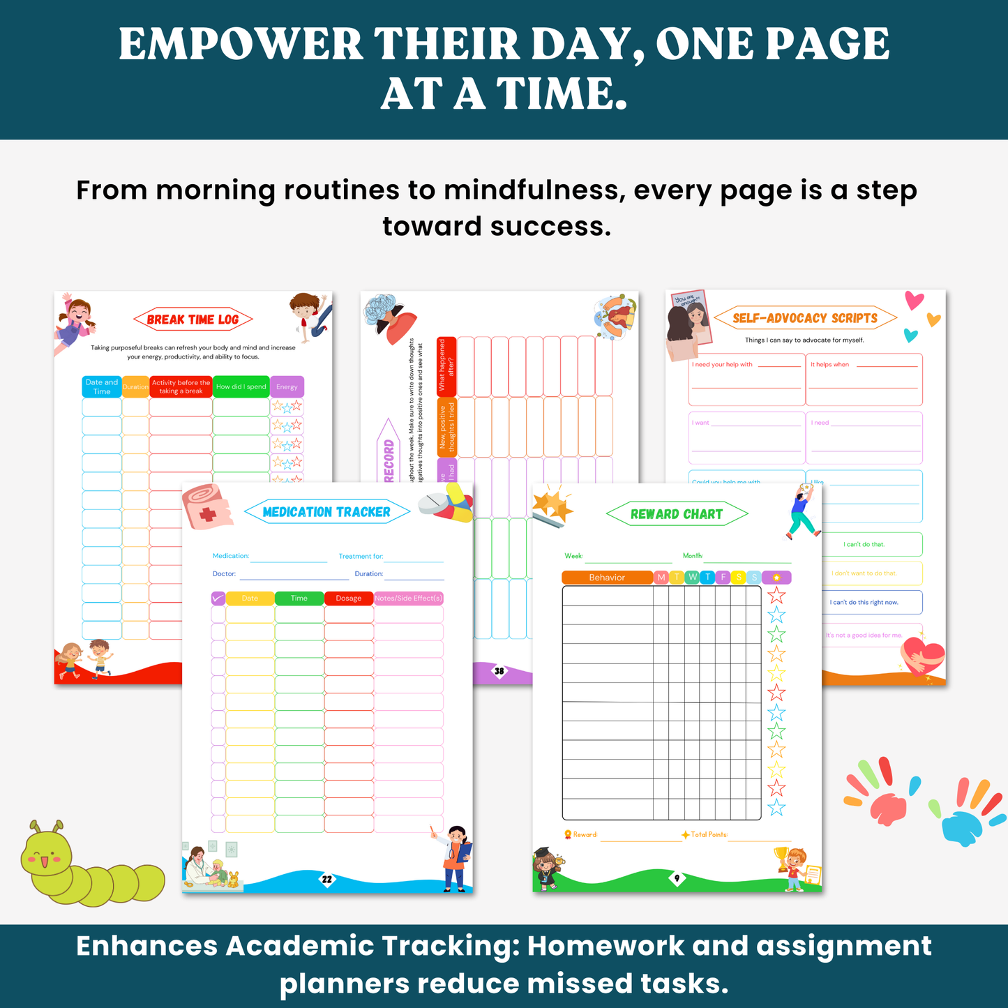 Kids ADHD Planner | Kids Emotion Trackers | kids Daily & Weekly Planners | Communication Logs | Mindfulness & Coping Tools
