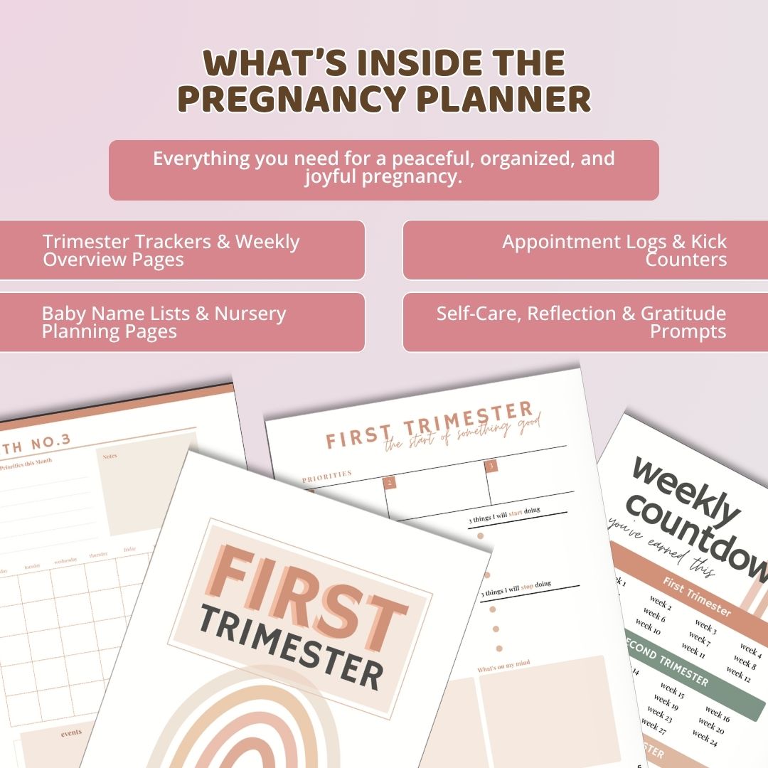 🌈 Ultimate Rainbow Pregnancy Planner Bundle | 100+ Page Digital Journal | Trimester Tracker, Birth Plan & Baby Prep