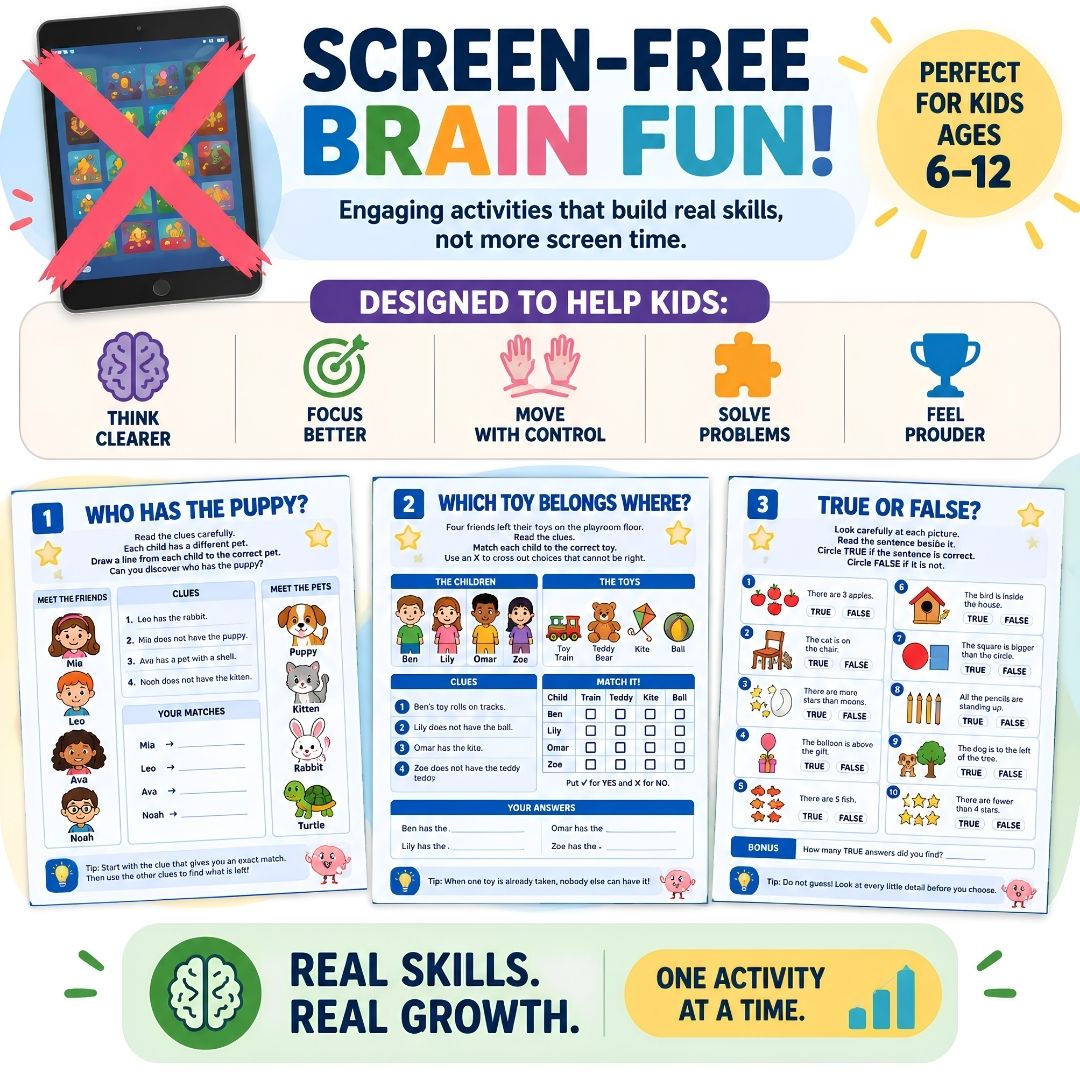 Ultimate Kids Brain Games Workbook | 100+ Printable Activities for Focus, Memory with Answer Sheet (PDF Download)