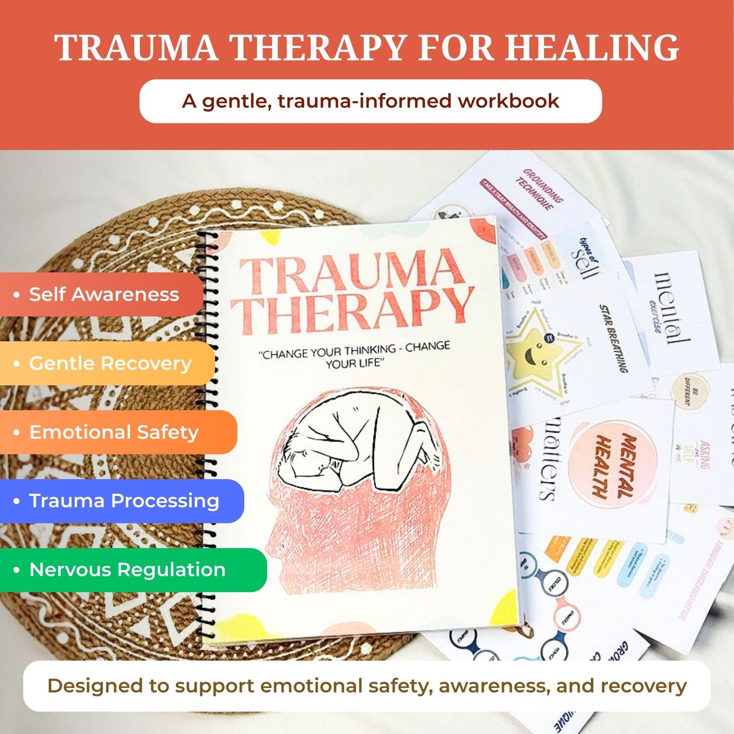 Trauma therapy 90% off bundle, anxiety coping skill card, therapy worksheets, crisis therapy PTSD, anxiety therapy tool, safety plan, BPD