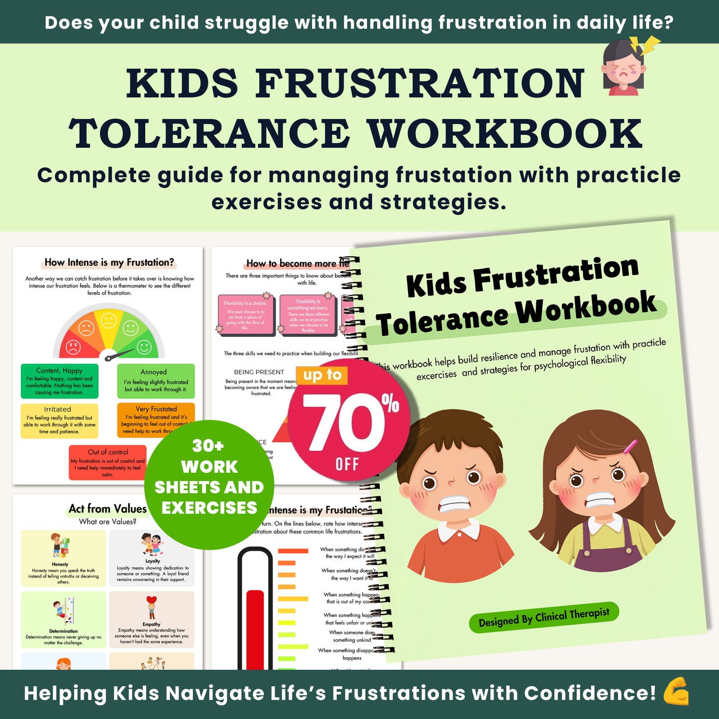 Frustration Tolerance Workbook for Kids and Emotional Regulation – Therapy and Social-Emotional Learning Worksheets