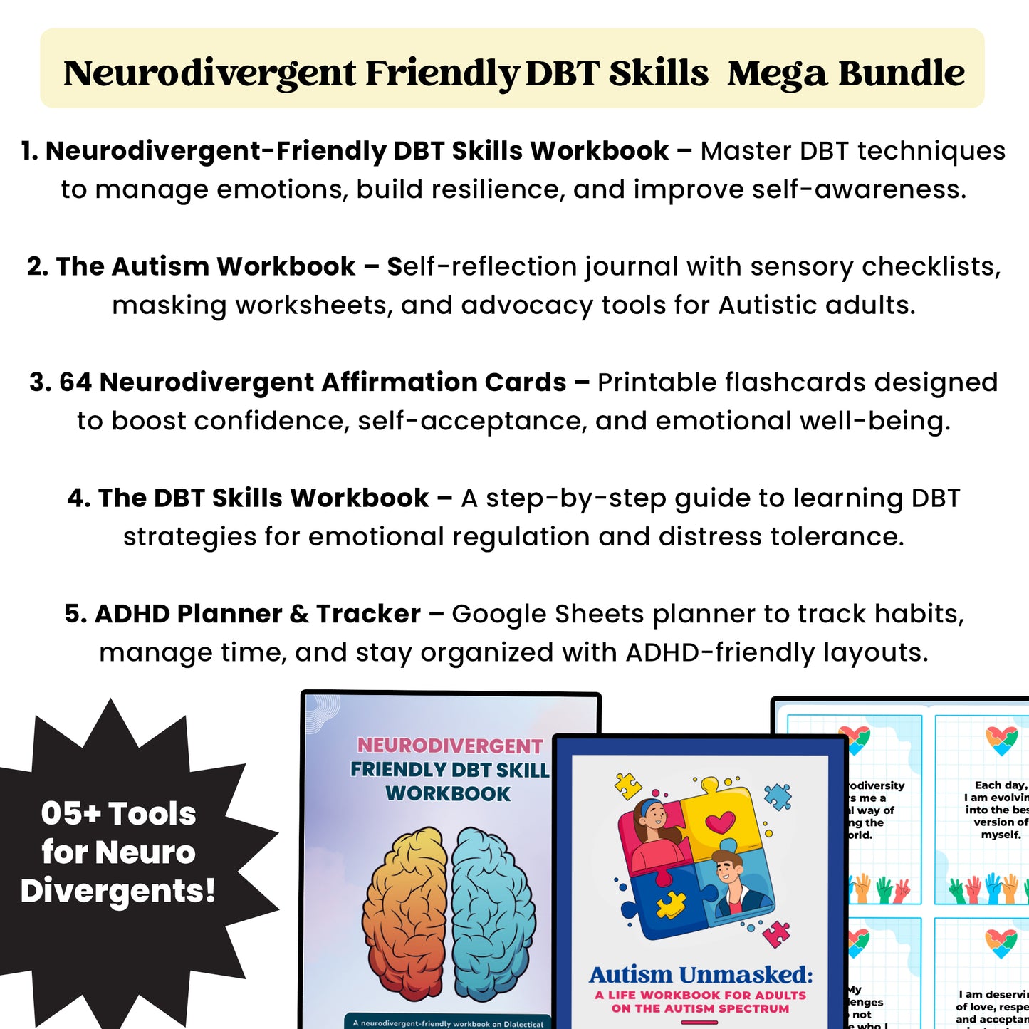 Neurodivergent Friendly DBT Skills Mega Bundle π