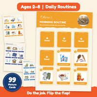 Kids Routine Flip Chart Bundle | 6 Editable Charts + 99 Picture Task Cards | Morning, Bedtime & Chore Chart for Toddlers | Reward Chart, First–Then Board | Printable PDF