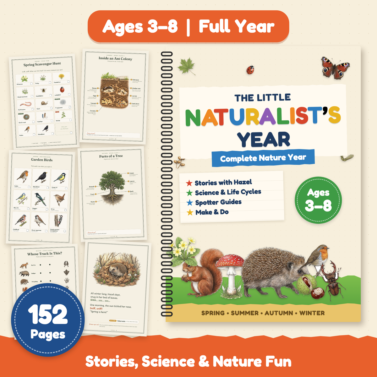 The Little Naturalist's Year | Nature Journal for Kids Ages 3–8 | 152-Page | 4 Season Books, Stories, Parent Guide & Posters | Printable PDF