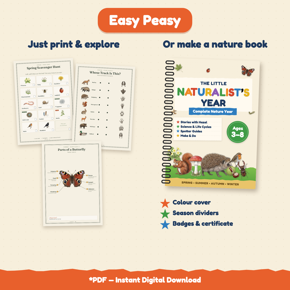 The Little Naturalist's Year | Nature Journal for Kids Ages 3–8 | 152-Page | 4 Season Books, Stories, Parent Guide & Posters | Printable PDF