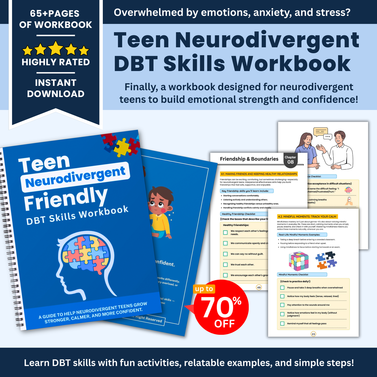 Teen Neurodivergent-Friendly DBT Skills Workbook: Build Emotional Strength with Confidence & Creativity!