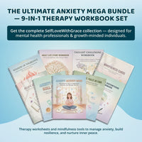 Anxiety mega bundle, psychologist resources, therapy worksheets, mental health resources tools self care cards, therapy office