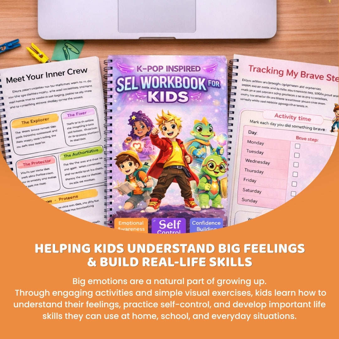 K-Pop Inspired SEL Workbook for Kids (Printable PDF) | Therapy Activities for Emotional Regulation, Self-Esteem, Self-Acceptance, Confidence & Big Feelings