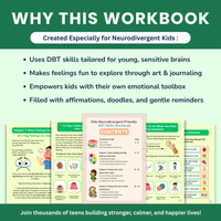 Kids Neurodivergent-Friendly DBT Skills Workbook : 🧠 A Calm, Colorful, Confidence-Building Guide for Big Feelings & Brighter Mind