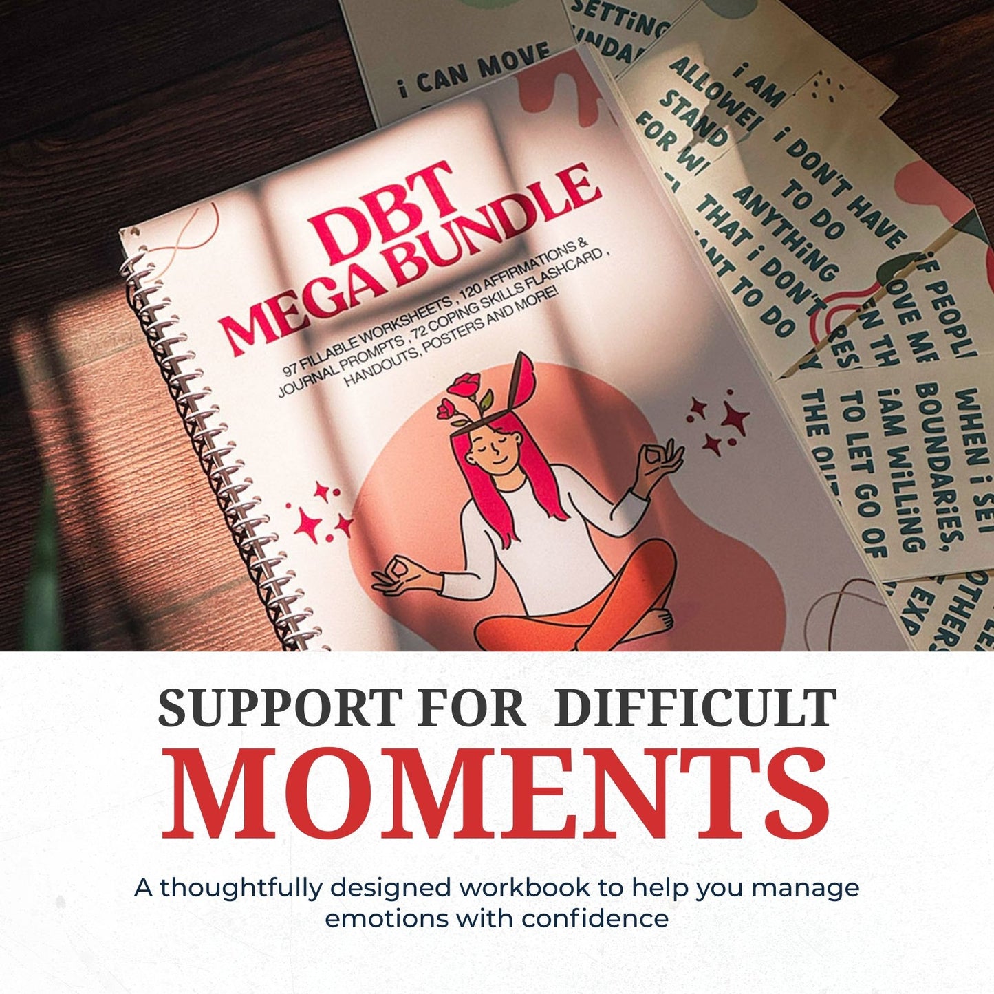 DBT Mega Bundle, DBT Skills, DBT Workbook, Therapy Worksheet, Therapy Tools, DBT Flash Cards, DBT Cheat Sheet