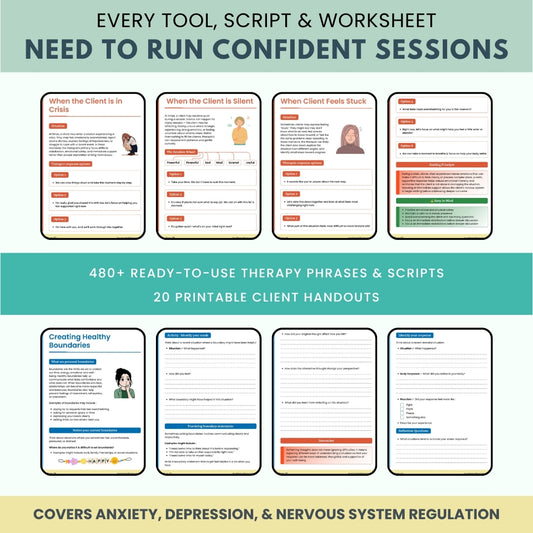 The Therapist Flow Framework™ 480+ Therapy Scripts, Worksheets & Session Tools | Complete Clinical Toolkit from First Session to Final Review (CBT, ACT, DBT, Polyvagal) | Digital PDF