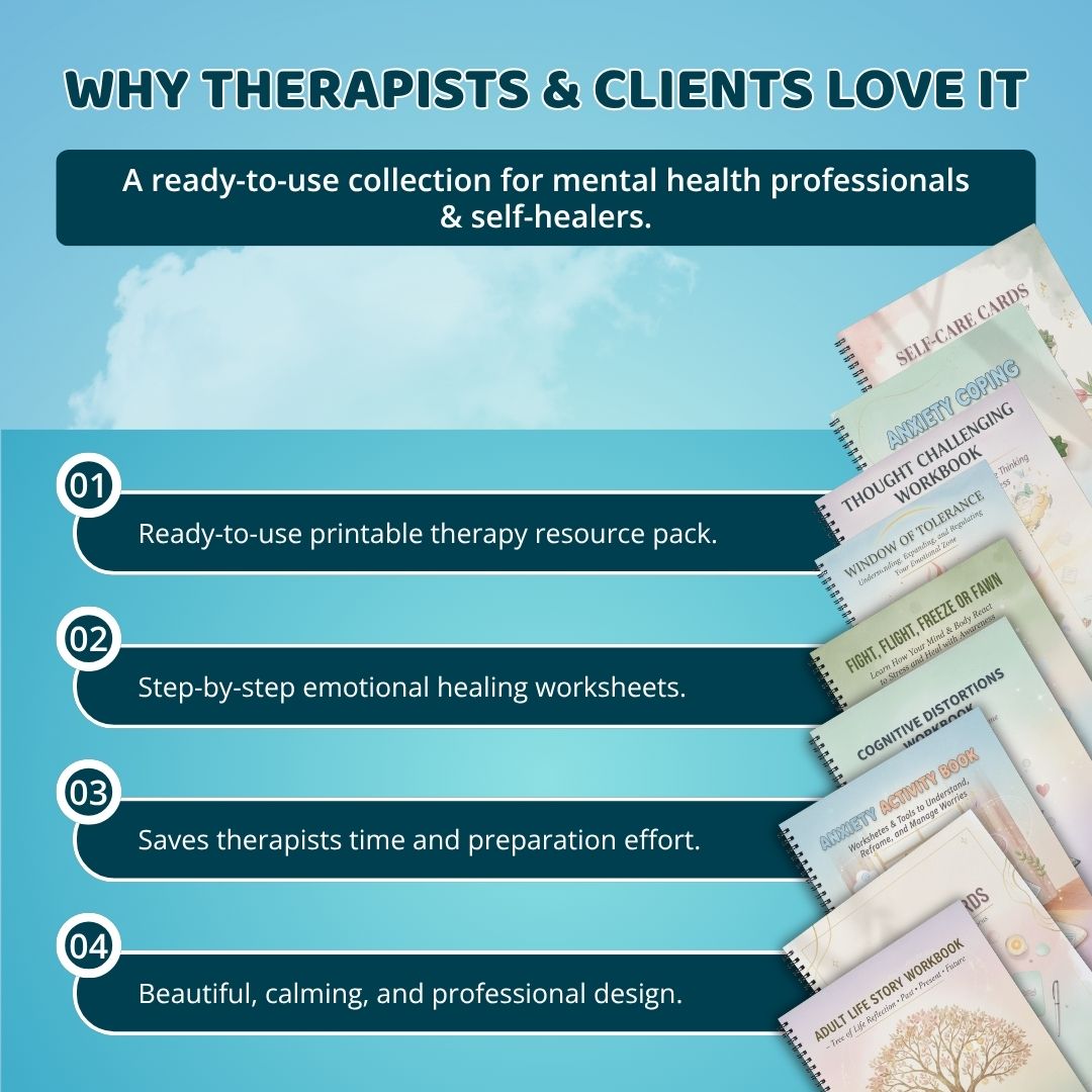 Anxiety mega bundle, psychologist resources, therapy worksheets, mental health resources tools self care cards, therapy office