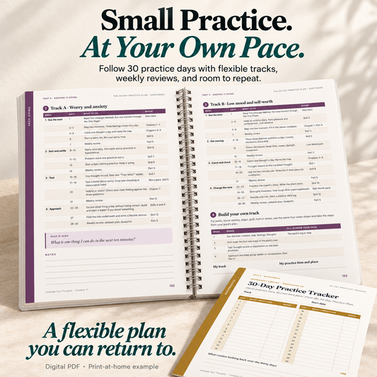 Untangle Your Thoughts: The Illustrated CBT Workbook | 12 Core CBT Skills, Skill Packs by Feeling & Fillable Worksheets for Worry, Anxiety, Low Mood & More | Digital Download