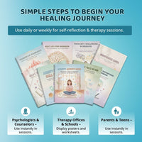 Anxiety mega bundle, psychologist resources, therapy worksheets, mental health resources tools self care cards, therapy office