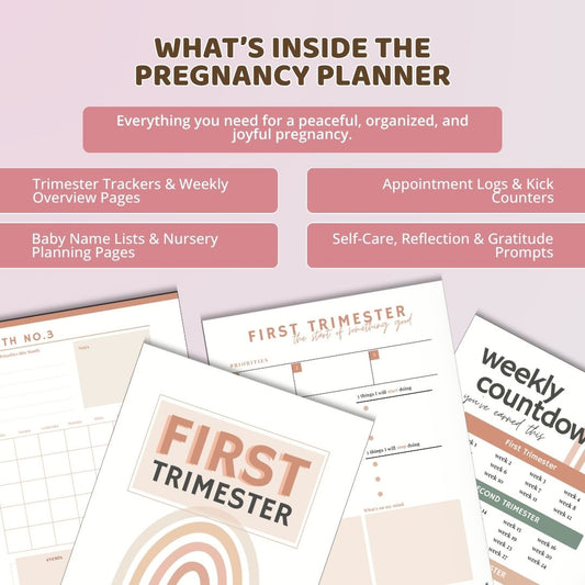 🌈 Ultimate Rainbow Pregnancy Planner Bundle | 100+ Page Digital Journal | Trimester Tracker, Birth Plan & Baby Prep