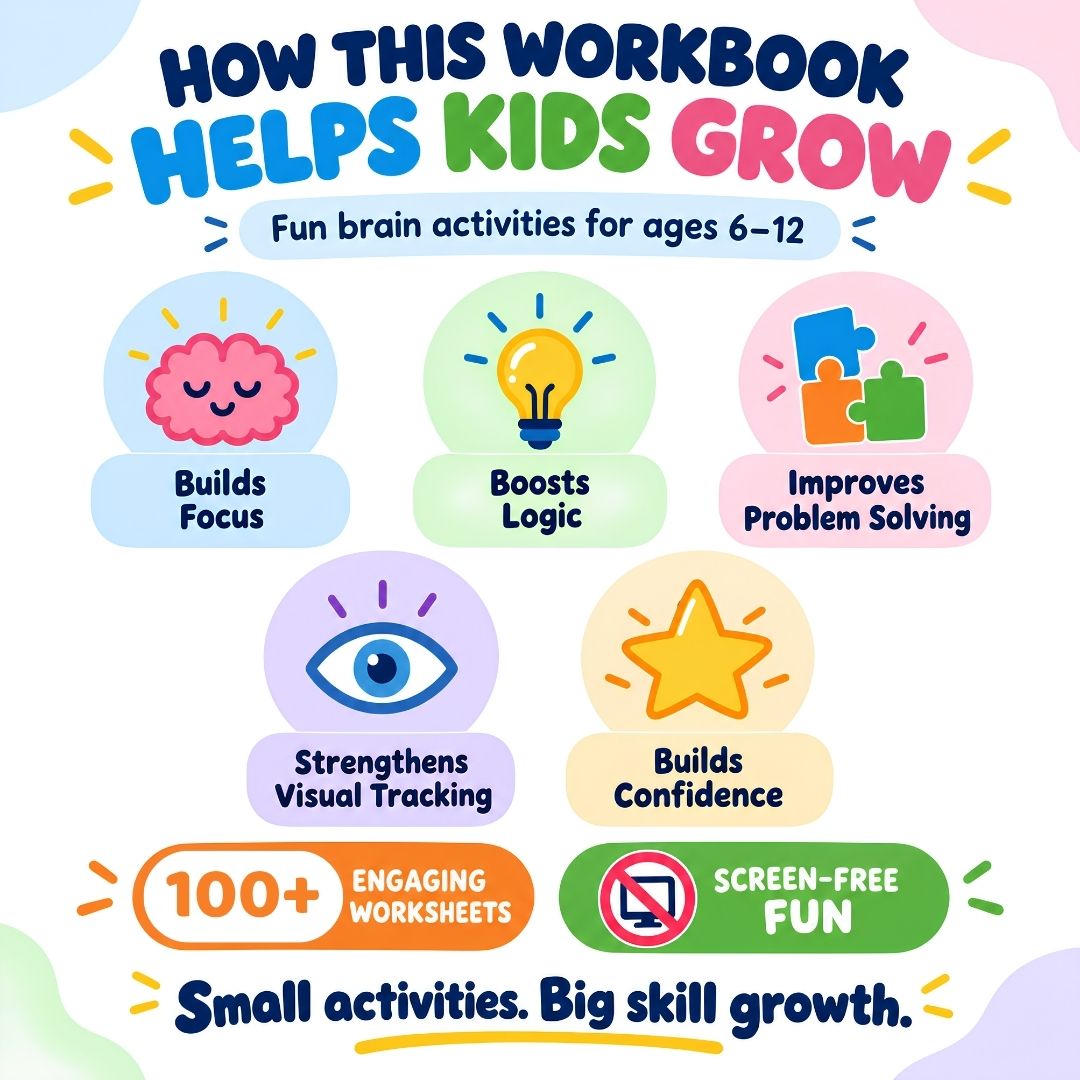 Ultimate Kids Brain Games Workbook | 100+ Printable Activities for Focus, Memory with Answer Sheet (PDF Download)