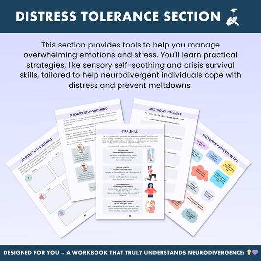 Neurodivergent Friendly DBT Skills, DBT Worksheets, DBT, Emotional Regulation, Neurodivergent, Autism, bpd, therapy worksheets, borderline