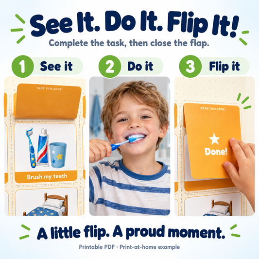 Kids Routine Flip Chart Bundle | 6 Editable Charts + 99 Picture Task Cards | Morning, Bedtime & Chore Chart for Toddlers | Reward Chart, First–Then Board | Printable PDF