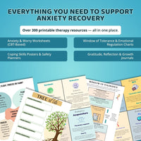 Anxiety mega bundle, psychologist resources, therapy worksheets, mental health resources tools self care cards, therapy office