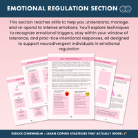 Neurodivergent Friendly DBT Skills, DBT Worksheets, DBT, Emotional Regulation, Neurodivergent, Autism, bpd, therapy worksheets, borderline