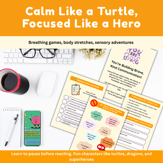 Kids Neurodivergent-Friendly DBT Skills Workbook : 🧠 A Calm, Colorful, Confidence-Building Guide for Big Feelings & Brighter Mind