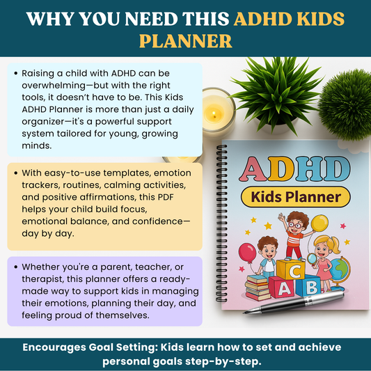 Kids ADHD Planner | Kids Emotion Trackers | kids Daily & Weekly Planners | Communication Logs | Mindfulness &amp; Coping Tools