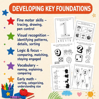 Preschool Curriculum Workbook Ages 3–4 | 207+ Printable Worksheets | Full-Year Pre-K Learning Bundle | ABC, Numbers, Writing, Shapes & Logic | PDF