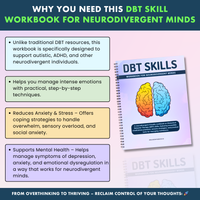 Neurodivergent Friendly DBT Skills, DBT Worksheets, DBT, Emotional Regulation, Neurodivergent, Autism, bpd, therapy worksheets, borderline
