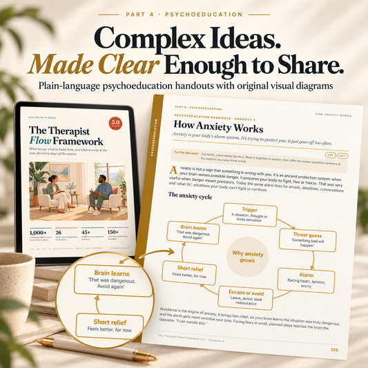 The Therapist Flow Framework™ 2.0 | 1,000+ Therapy Scripts, 26 Tough-Moment workbook, 45+ Client Worksheets & 150+ Note Tools | Complete Therapist Session Toolkit | Digital Download