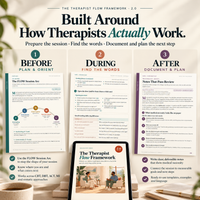 The Therapist Flow Framework™ 2.0 | 1,000+ Therapy Scripts, 26 Tough-Moment workbook, 45+ Client Worksheets & 150+ Note Tools | Complete Therapist Session Toolkit | Digital Download