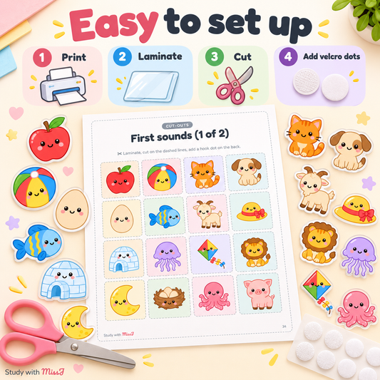 My Big Preschool Binder | 80-Page Toddler Busy Book with First Sounds A–Z | Printable Learning Binder, Ages 2–5