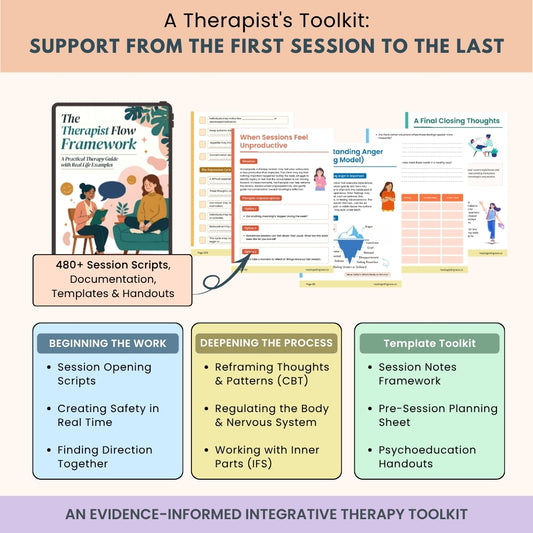 The Therapist Flow Framework™ 480+ Therapy Scripts, Worksheets & Session Tools | Complete Clinical Toolkit from First Session to Final Review (CBT, ACT, DBT, Polyvagal) | Digital PDF
