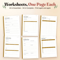 One-page CBT worksheets: 24 in Essentials, 34 in Complete