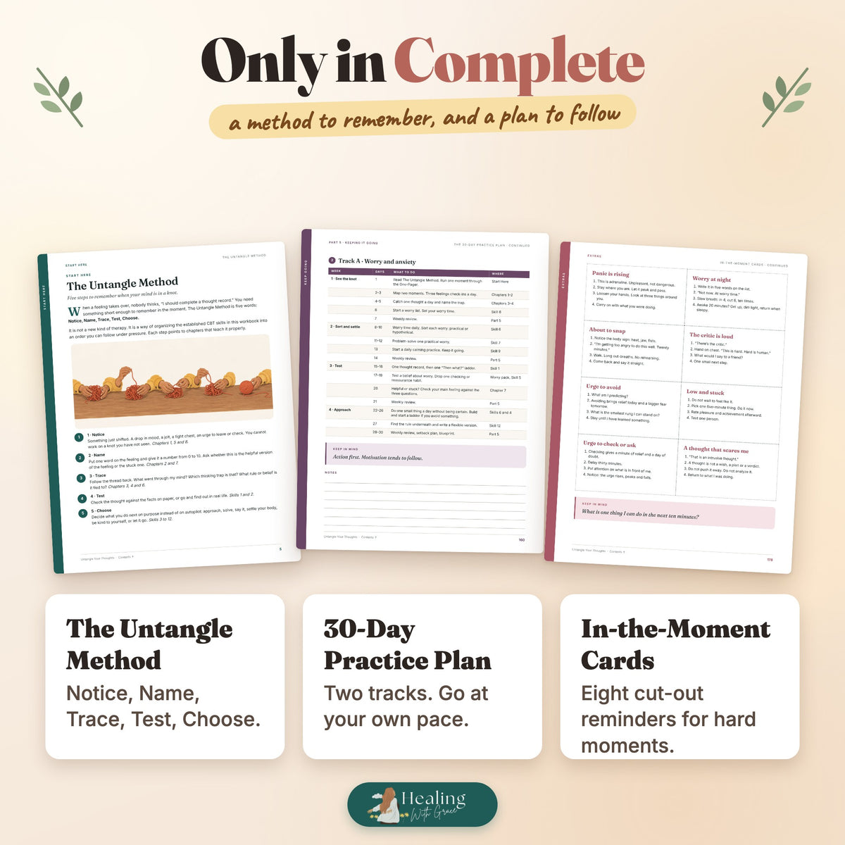 Only in Complete: The Untangle Method, 30-day practice plan, in-the-moment cards