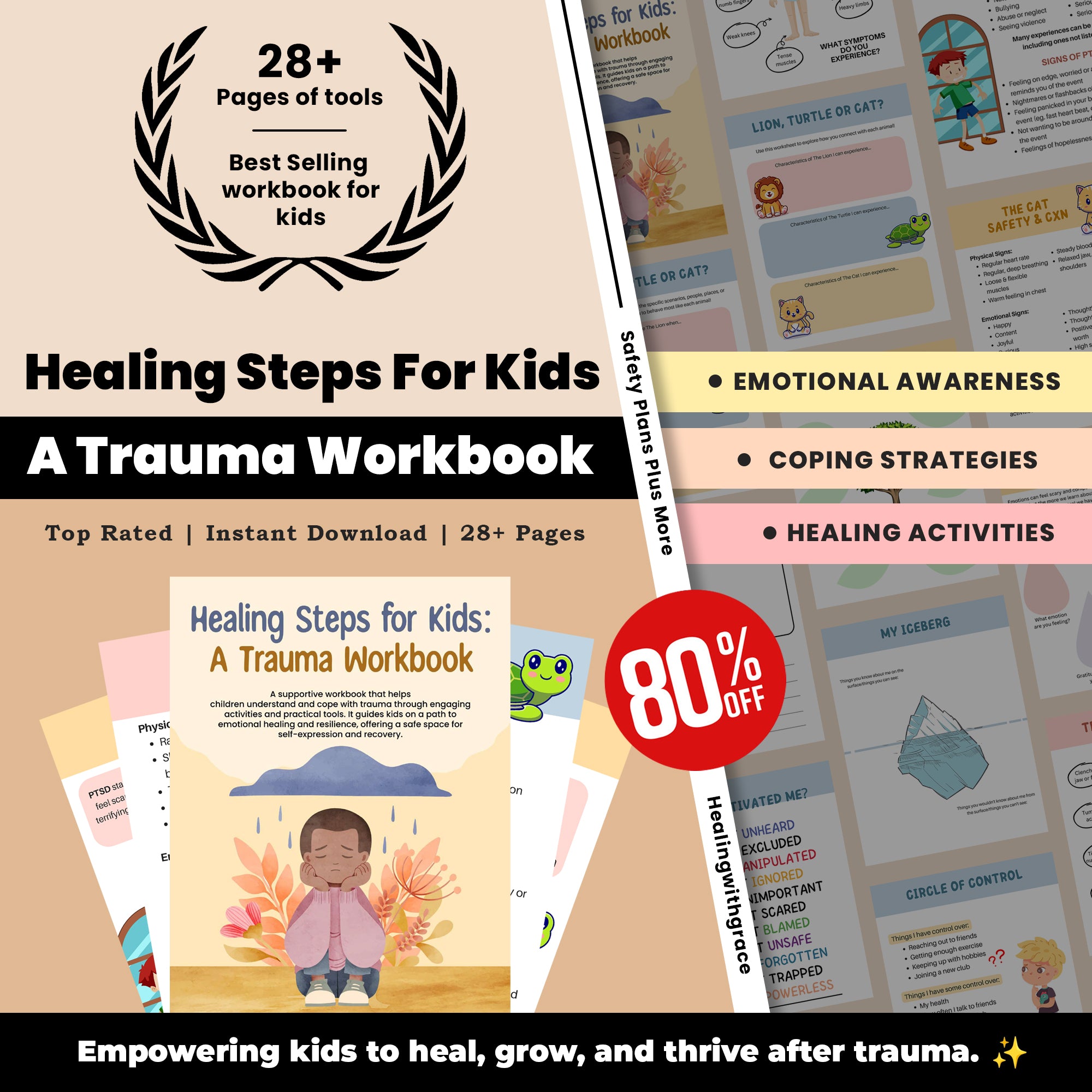 Polyvagal Theory-Based Nervous System Regulation Workbook Set for Kids | Digital Download