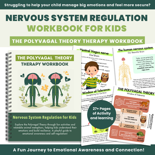 Polyvagal Theory-Based Nervous System Regulation Workbook Set for Kids | Digital Download