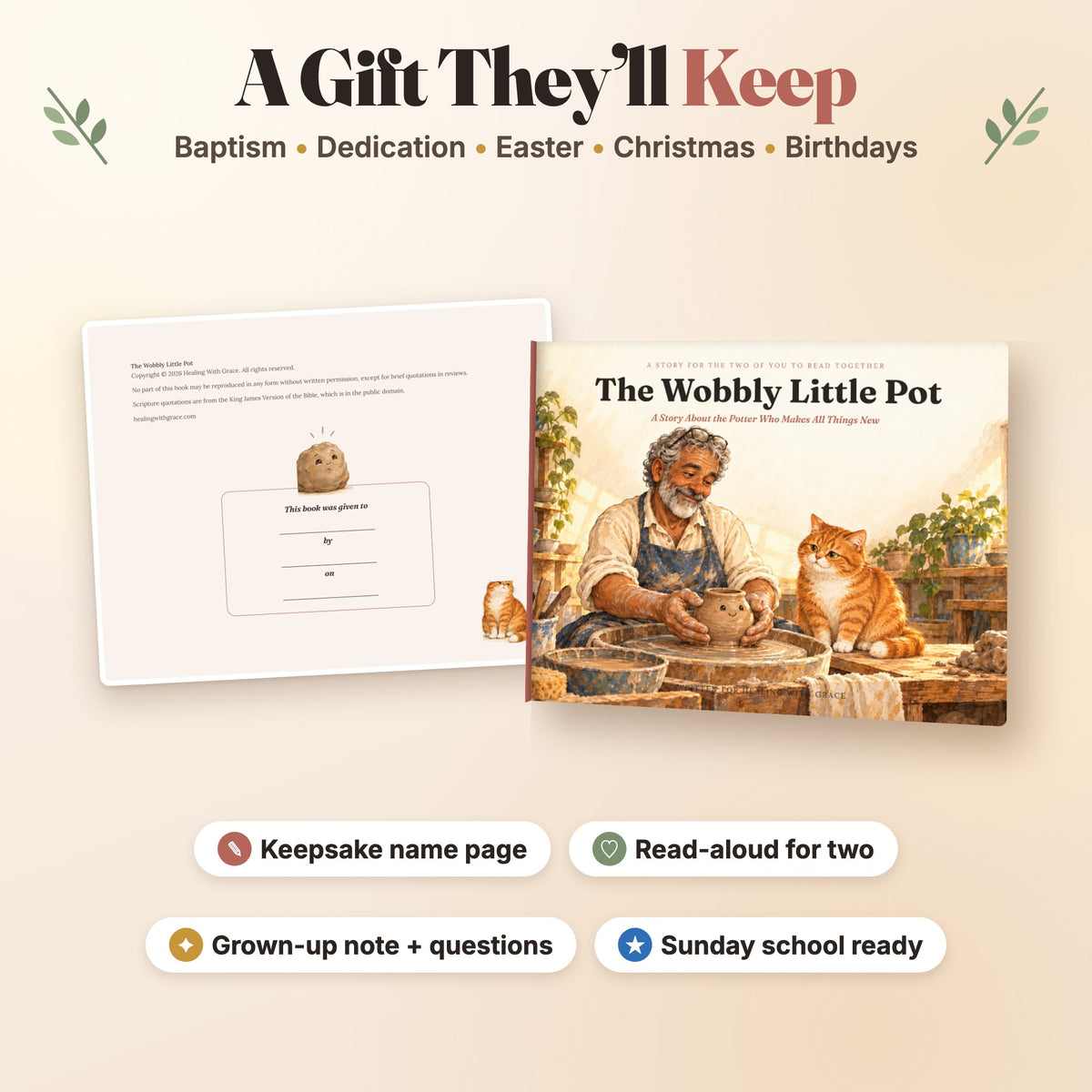 A gift book with a keepsake name page