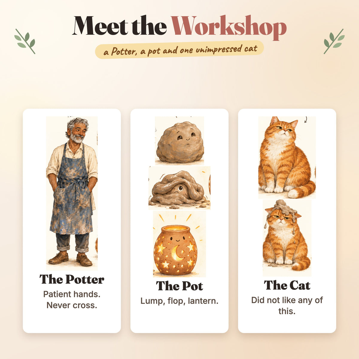 Meet the Potter, the little pot and the cat